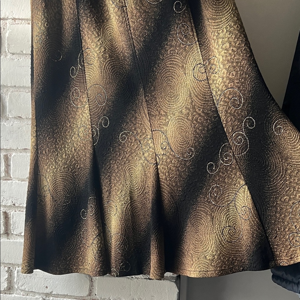 Vintage Midi Gold and Black Women's Skirt ombré swirl pattern - Picture 4 of 9